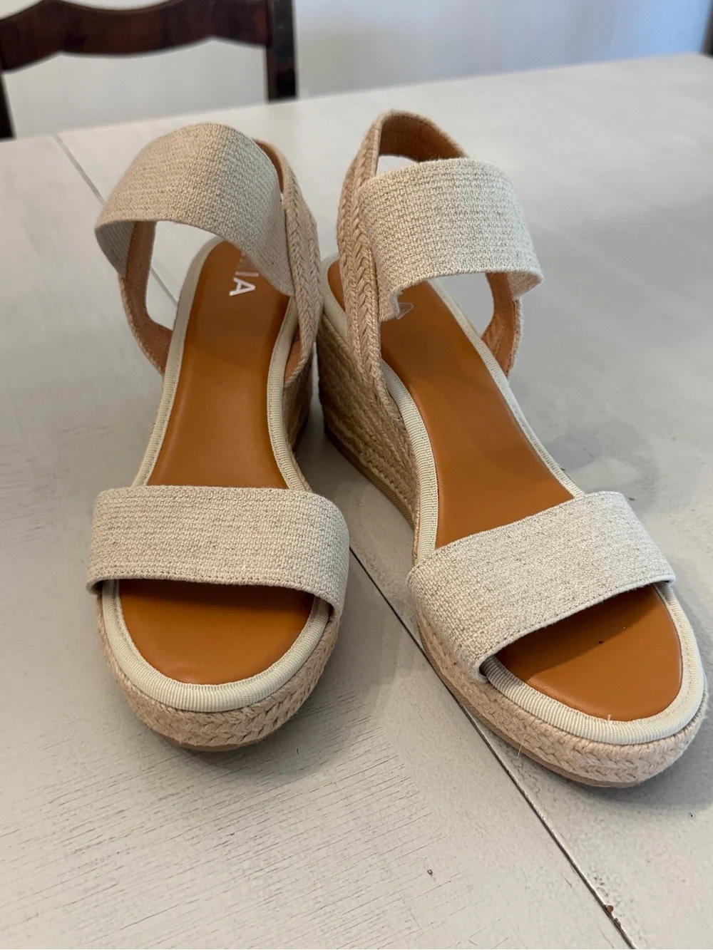 MIA Women’s Brittni Beige Espadrille Wedge Sandals with Ankle Strap Sz 11 NWOT